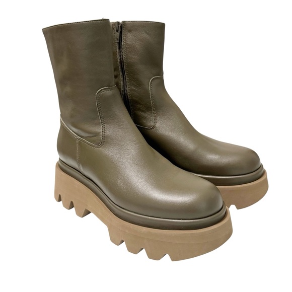 Paloma Barcelo Leonor Lug Olive Boot Size 7 - Picture 1 of 13